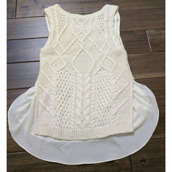 Moth Sweater Tank Cream Layered Crochet Knit Top - Picture 7 of 7